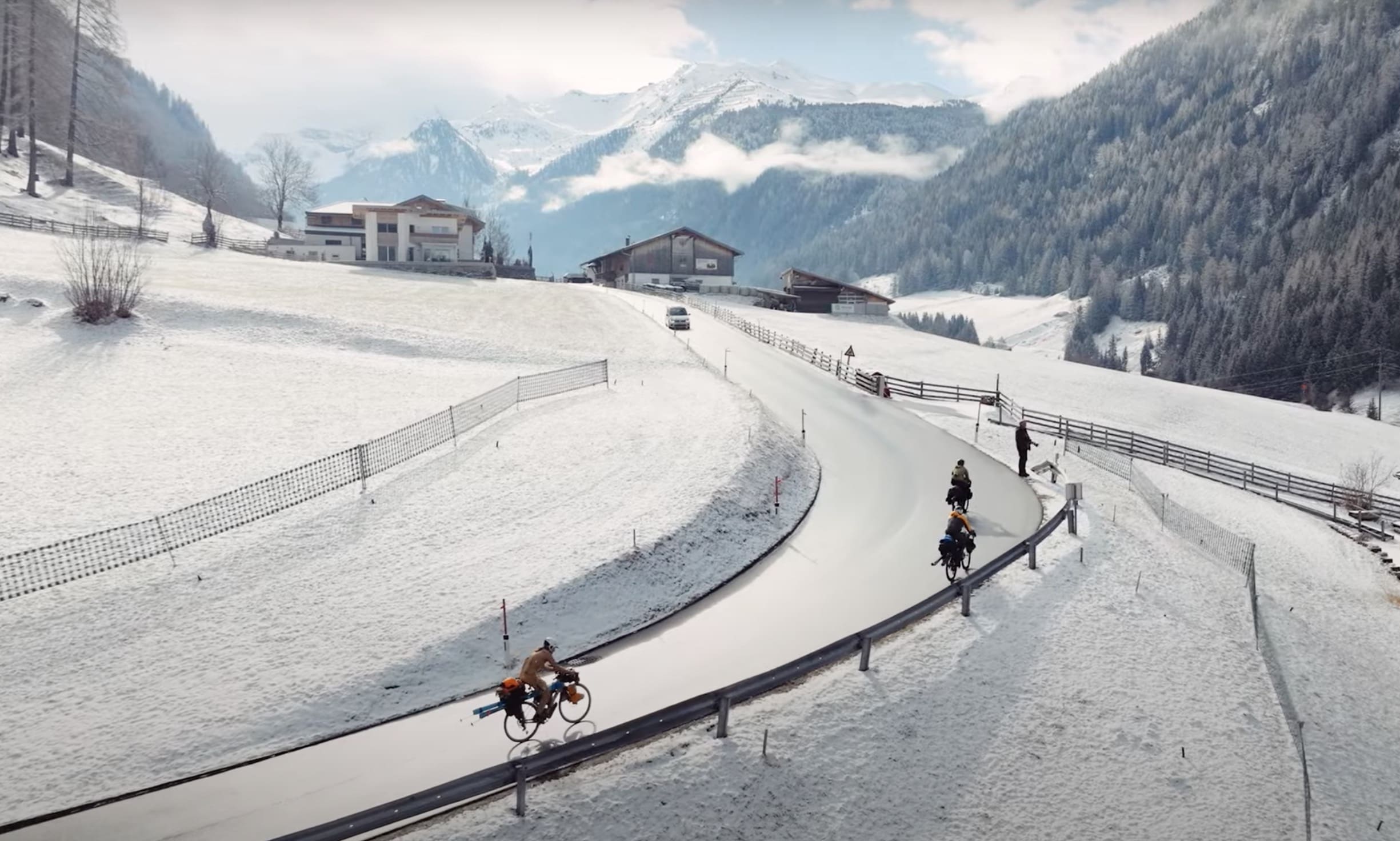 VIDEO: 264-Mile Bikepacking Ski Adventures Through The Dolomites