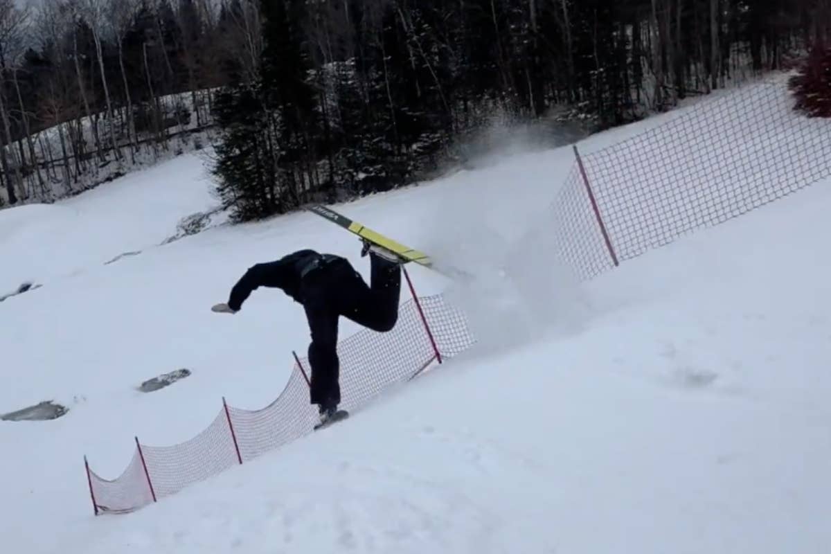 Skier Barely Saves Himself From Disaster With Ski Ballet Moves