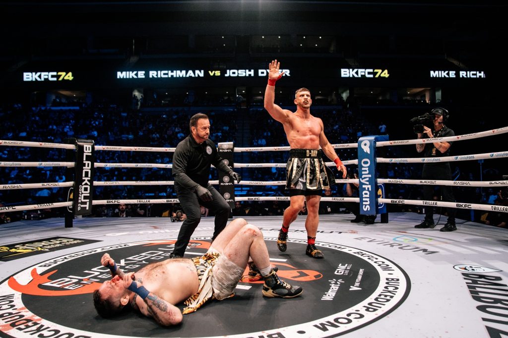 Josh Dyer takes aim at Mike Perry after stopping Mike Richman at BKFC 74