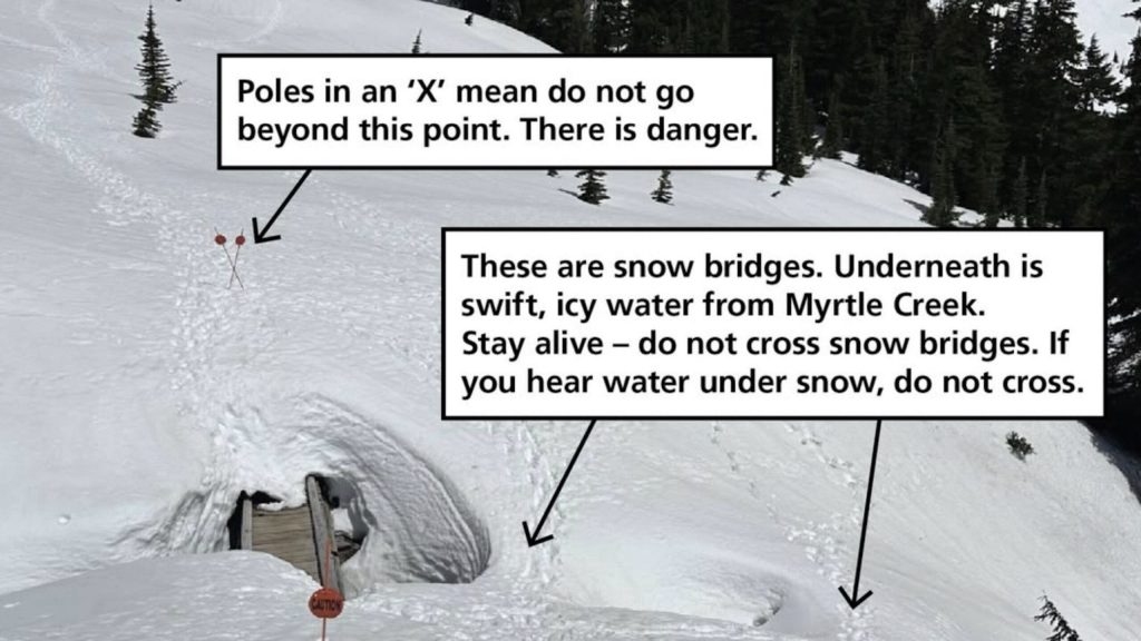 Hikers Warned Not To Cross Snow Bridges @ Mount Rainer National Park Hikers Warned Not To Cross Snow Bridges @ Mount Rainer National Park