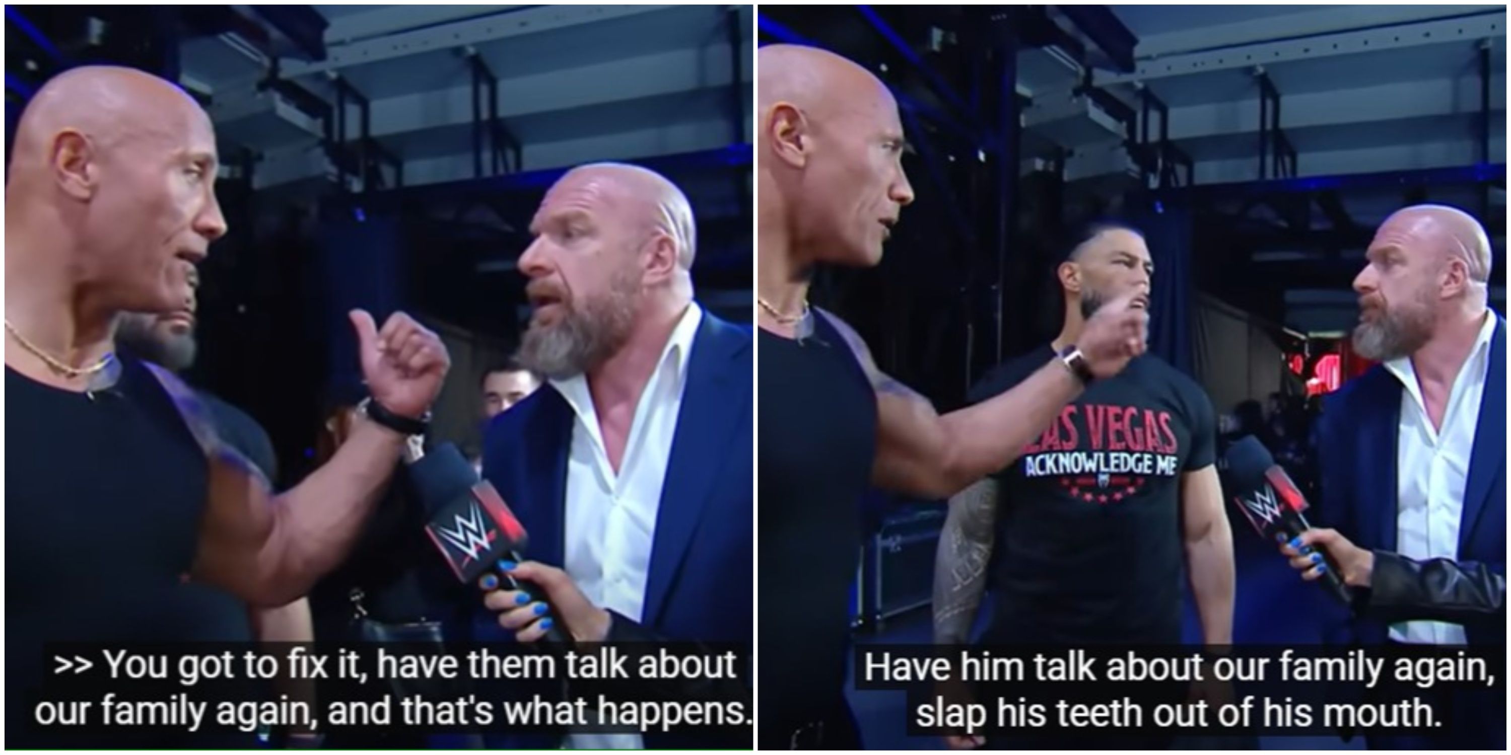 The Rock confronts Triple H after WWE press conference The Rock confronts Triple H after WWE press conference