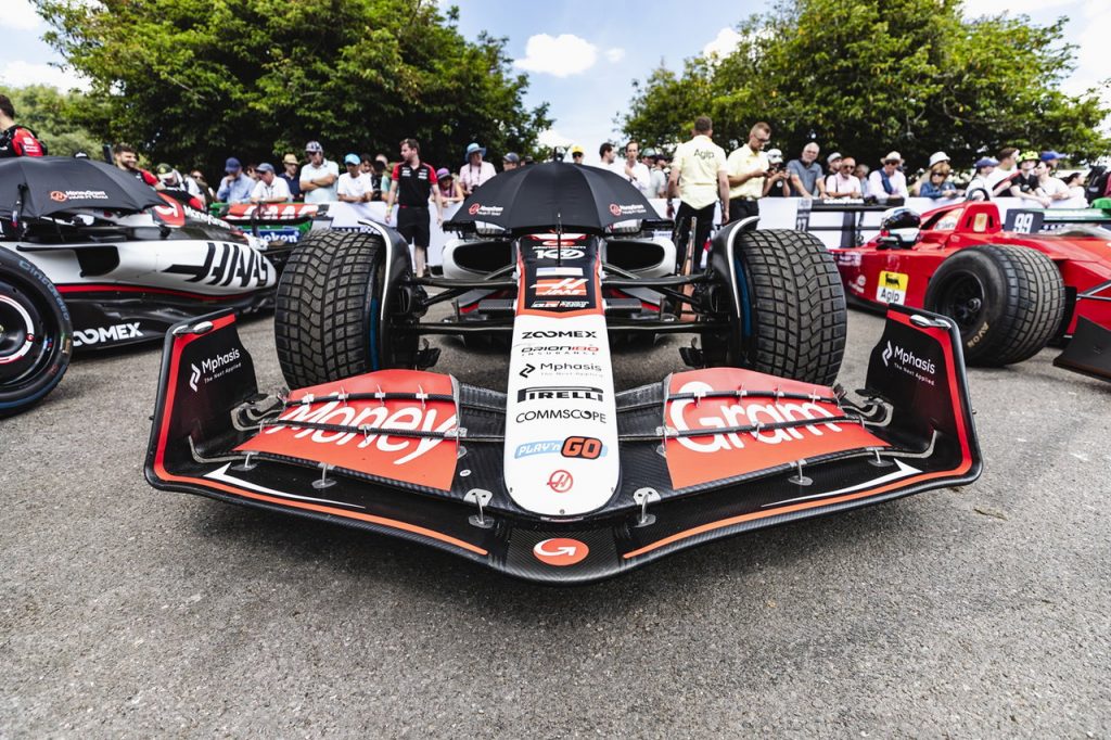 Gene Haas drives his team’s F1 car at Goodwood Festival of Speed