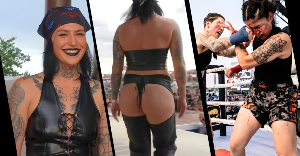 Watch: Biker Chick in Assless Chaps and Thong Wins by Knockout in BKFC Watch: Biker Chick in Assless Chaps and Thong Wins by Knockout in BKFC