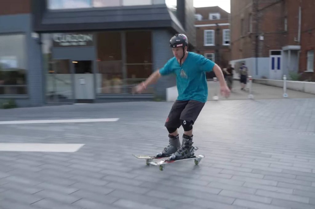 Genius or Absurd? Sam Pilgrim Attaches Wheels to Skis and Goes “Urban Skiing”