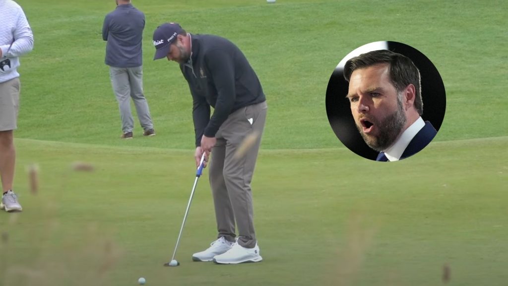 Viral clip shows JD Vance struggling spectacularly at Donald Trump’s Turnberry golf course