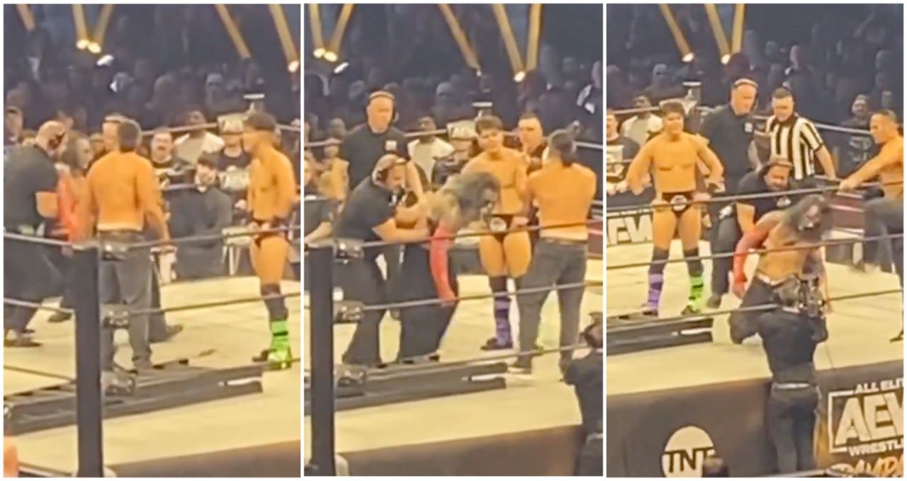 Jeff Hardy needed support in the ring after being knocked out, fan footage shows