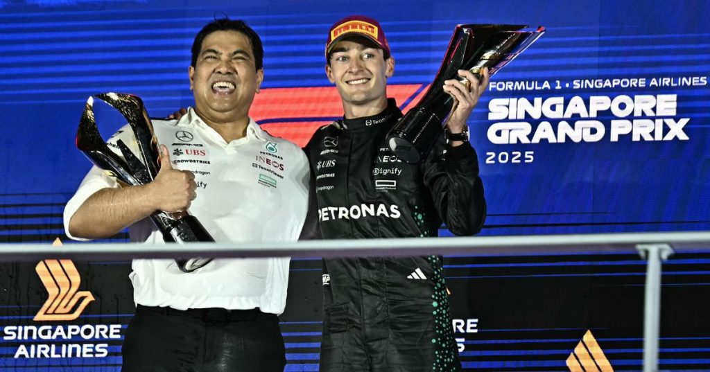 Mercedes F1 sponsor CEO issues apology for his actions on podium after George Russell win Mercedes F1 sponsor CEO issues apology for his actions on podium after George Russell win