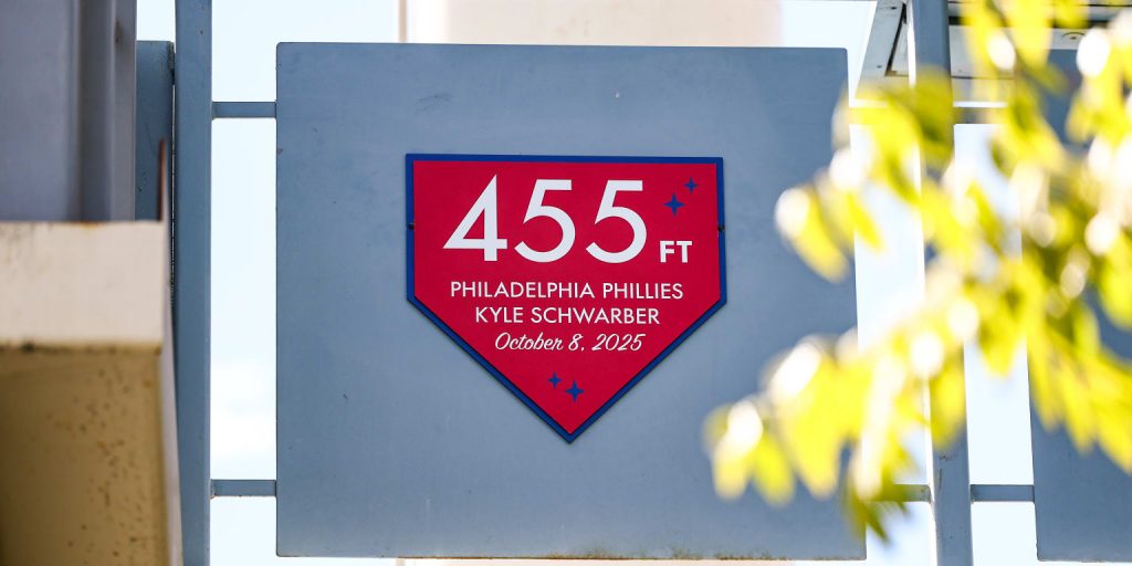 Dodgers honor Schwarber's 455-foot blast in NLDS Game 3 with plaque in right field Dodgers honor Schwarber's 455-foot blast in NLDS Game 3 with plaque in right field