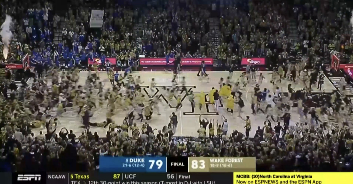 Duke’s Kyle Filipowski suffers ankle injury in Wake Forest’s court storming