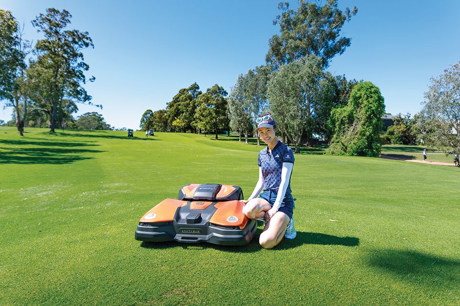 Grace is getting to know grass – with the help of Husqvarna 