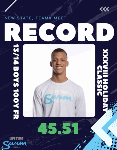 Lifetime Metro’s CJ Friends Breaks Jack Alexy’s 13-14 NJ Record in the 100 Yard Free