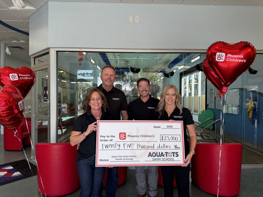 Aqua-Tots Swim Schools Throughout the Valley Unite to Donate ,000 to Phoenix Children’s Water Safety Program