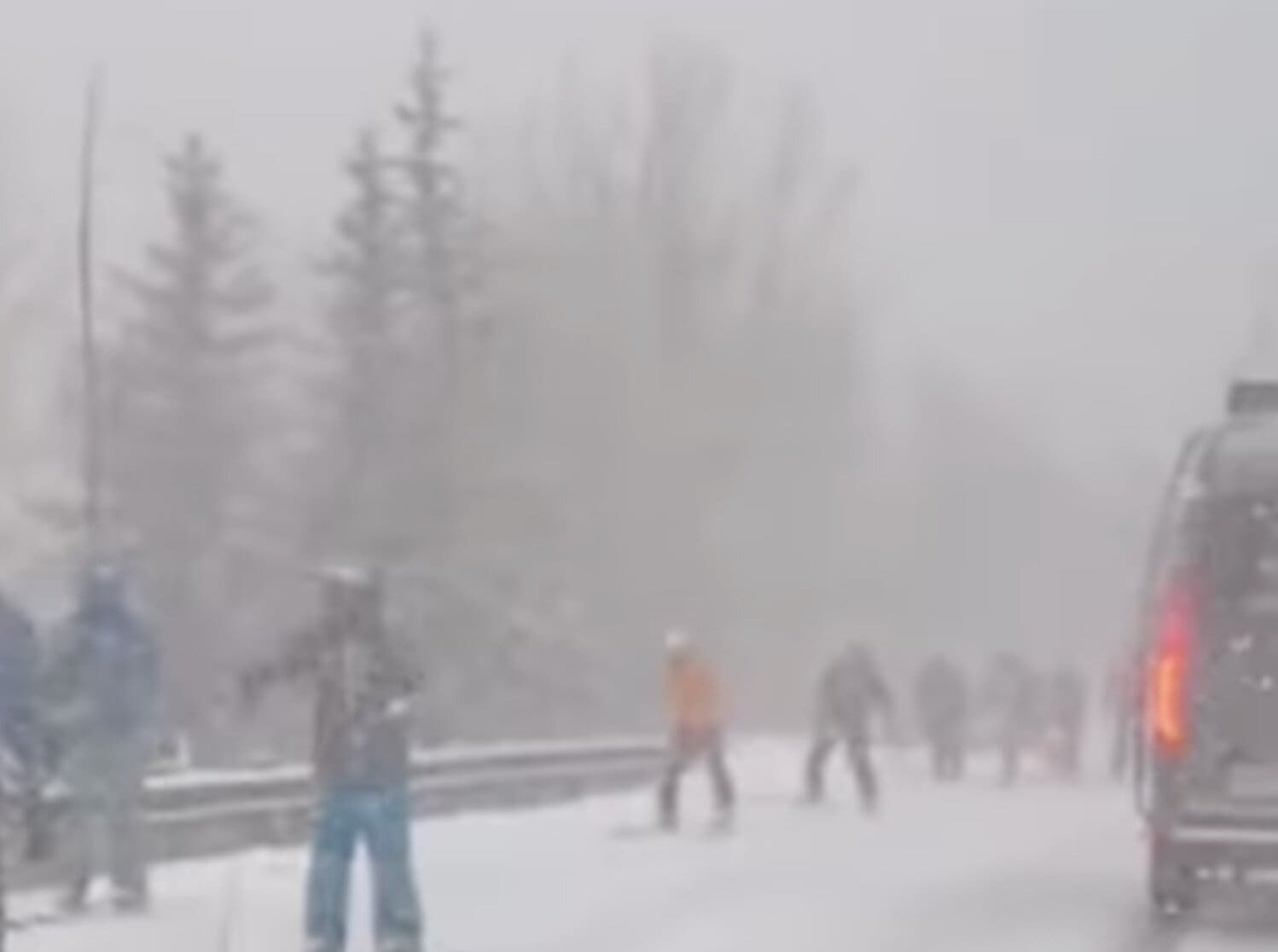 Park City Skiers Traverse On Road Due To Thundersnow Lift Closures