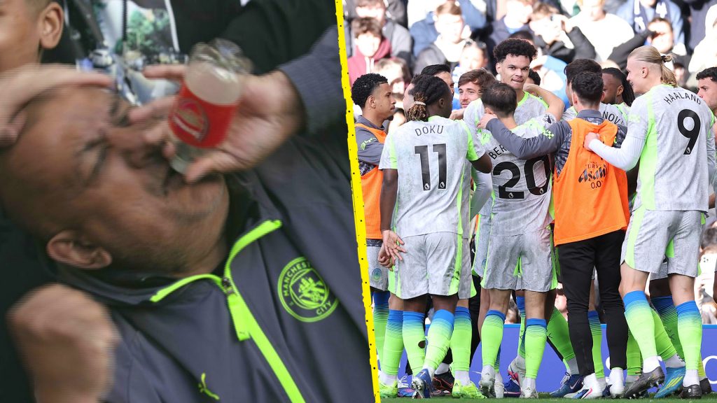 Man City fan goes viral for drinking from Arsenal bottle as emphatic title race message sent