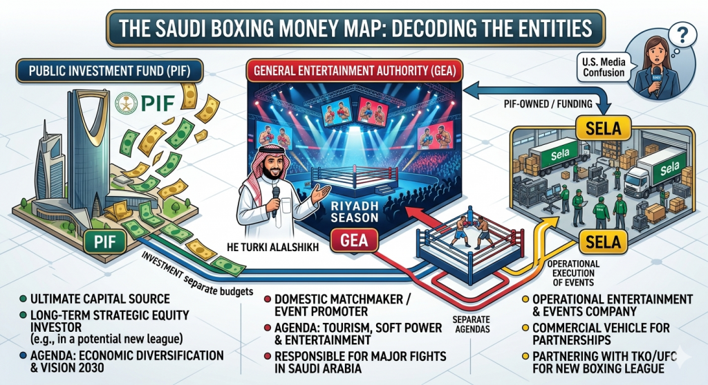 PIF, GEA, Sela: The Saudi Boxing Money Map U.S. Media Keeps Mixing Up