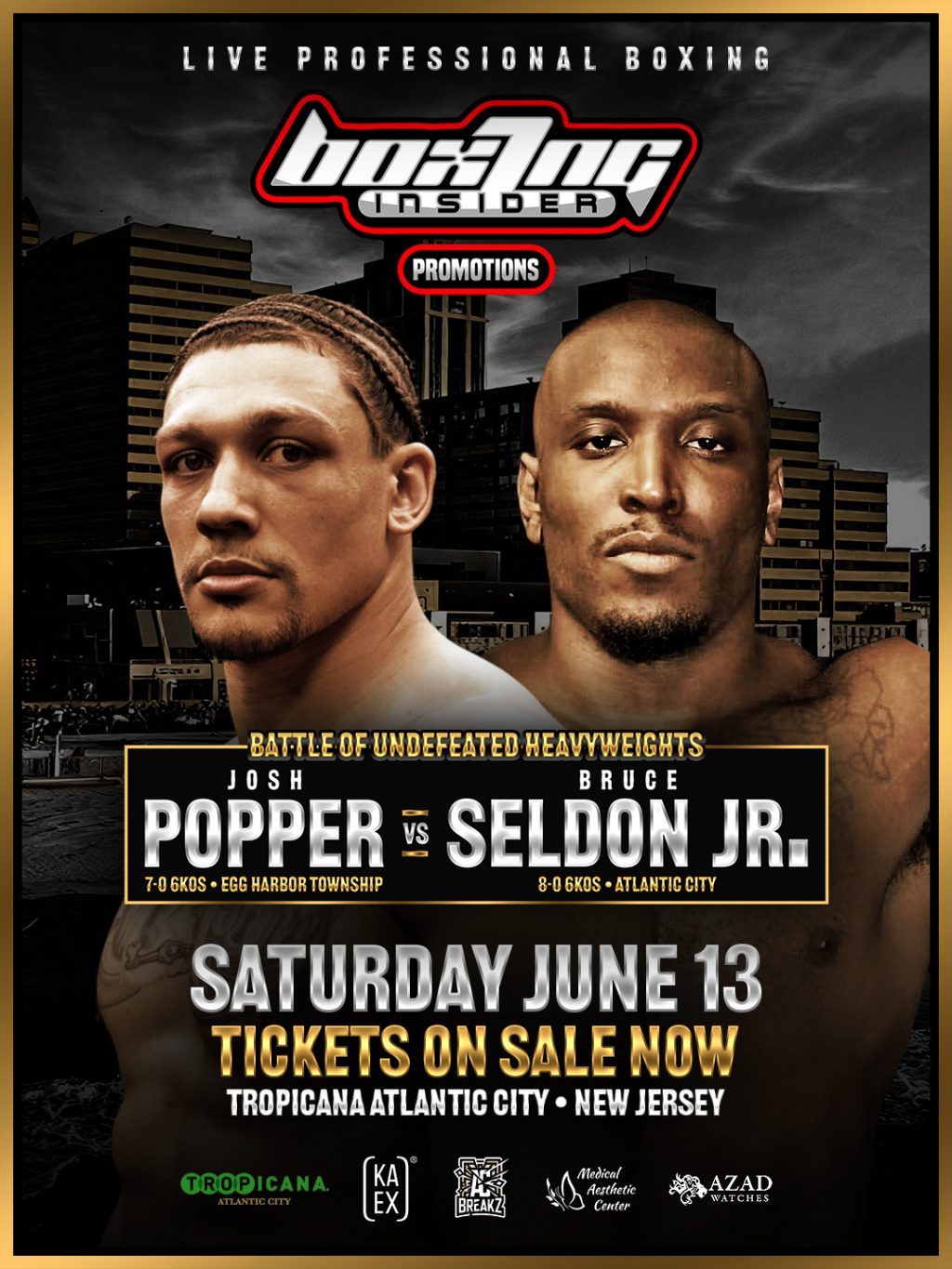 Seldon Jr. v. Popper: Two Undefeated Heavyweights Headline a Stacked Seven-Fight Tri-State Showcase at the Tropicana, June 13