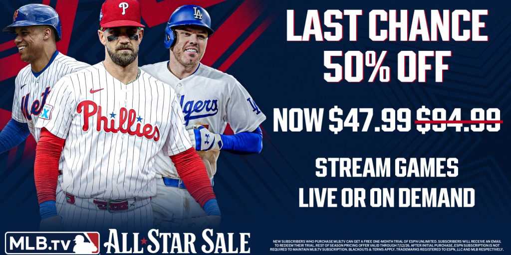 Last chance: All-Star Sale brings you MLB.TV for 50% off Last chance: All-Star Sale brings you MLB.TV for 50% off