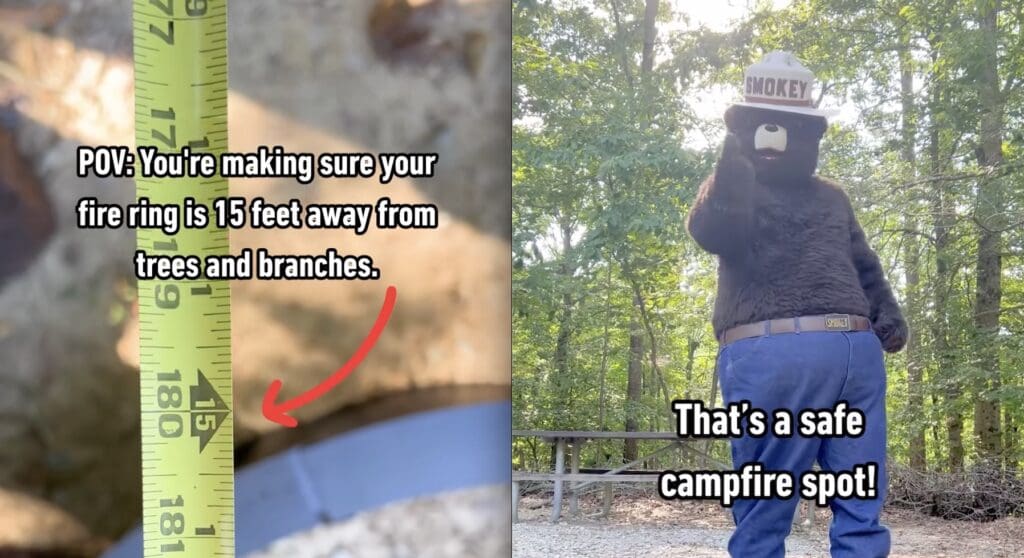 Smoky Bear Breaks Out The Measuring Tape To Show Proper Campfire Safety Smoky Bear Breaks Out The Measuring Tape To Show Proper Campfire Safety