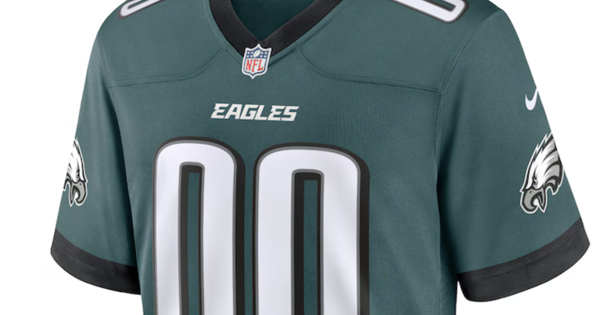 Eagles jerseys will now feature the new wordmark instead of the old one