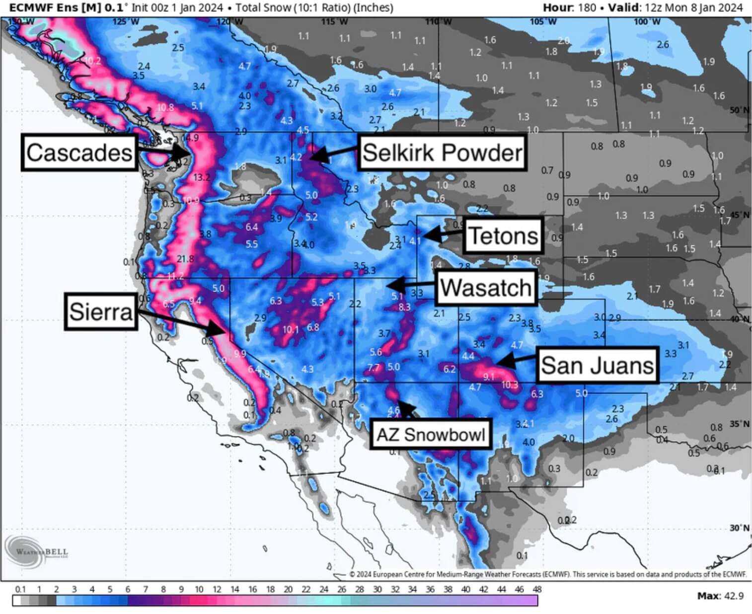 Powder Watch-1-2 Feet Possible In The Next 7 Days For The West