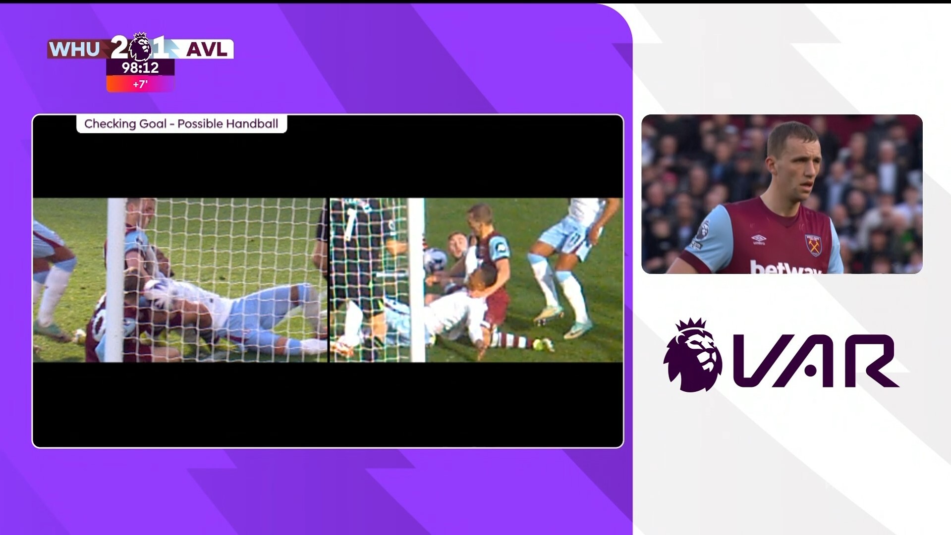 David Moyes looks furious as West Ham controversially denied late winner against Aston Villa after long and VAR check