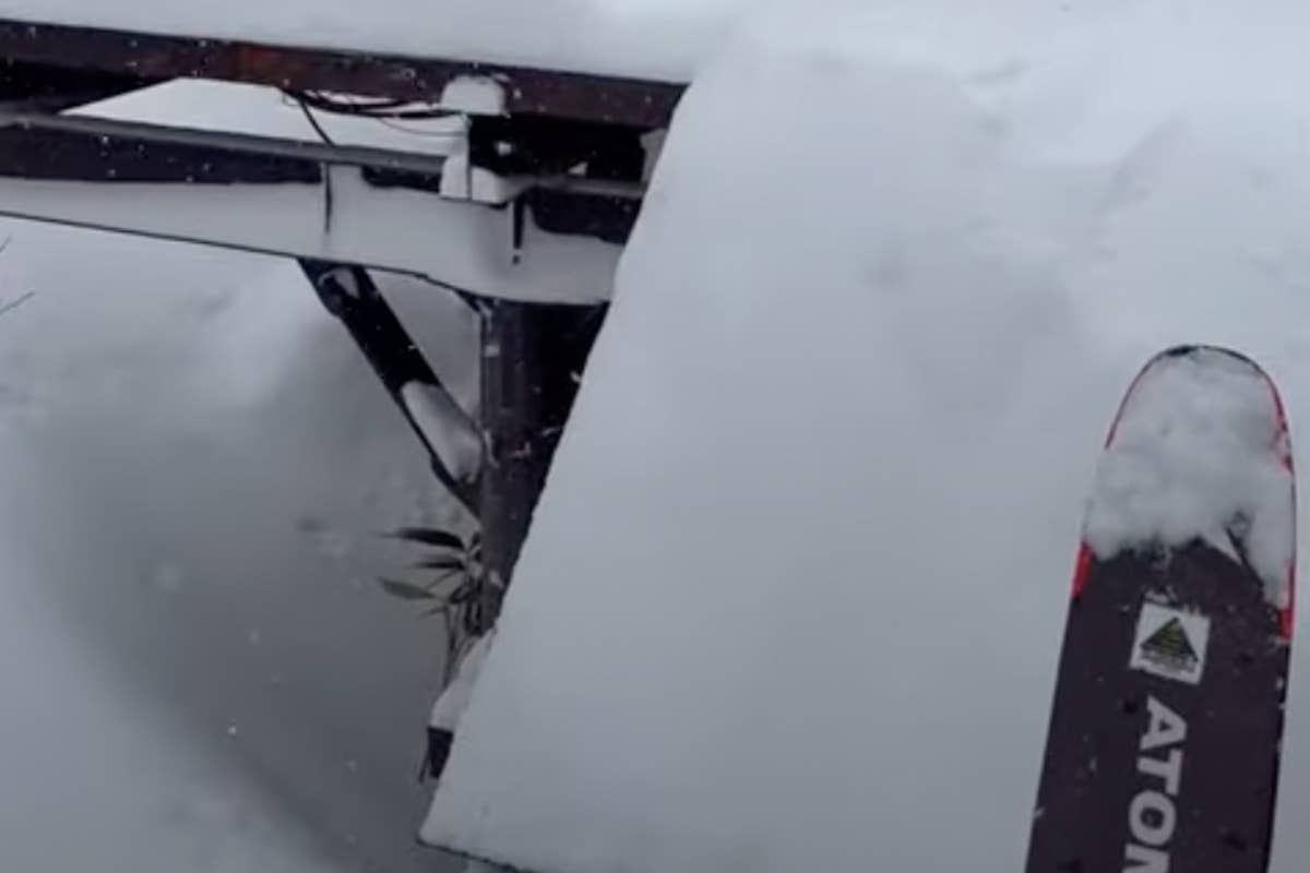Skier Faces The Ultimate Inconvenience On Japan Powder Day