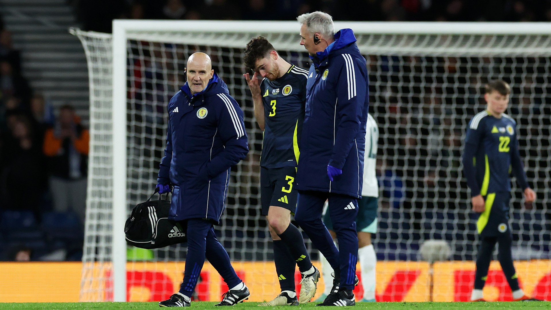 Andy Robertson goes off injured for Scotland in blow to Liverpool