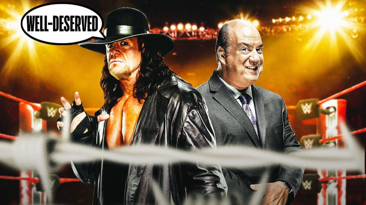 The Undertaker celebrates Paul Heyman for joining him in the WWE Hall of Fame The Undertaker celebrates Paul Heyman for joining him in the WWE Hall of Fame
