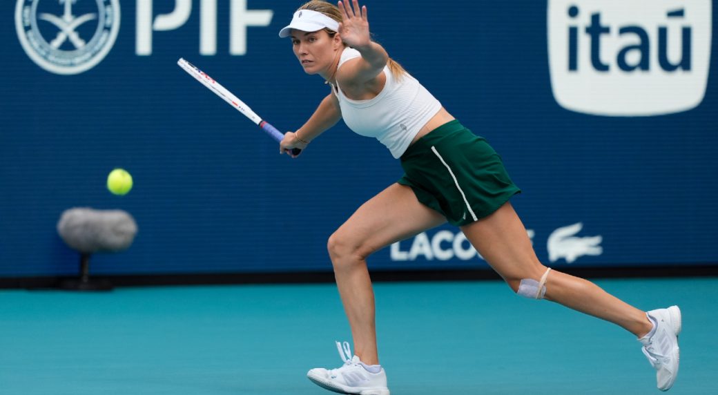 Collins wins Miami Open on her final try, topping Rybakina in straight sets