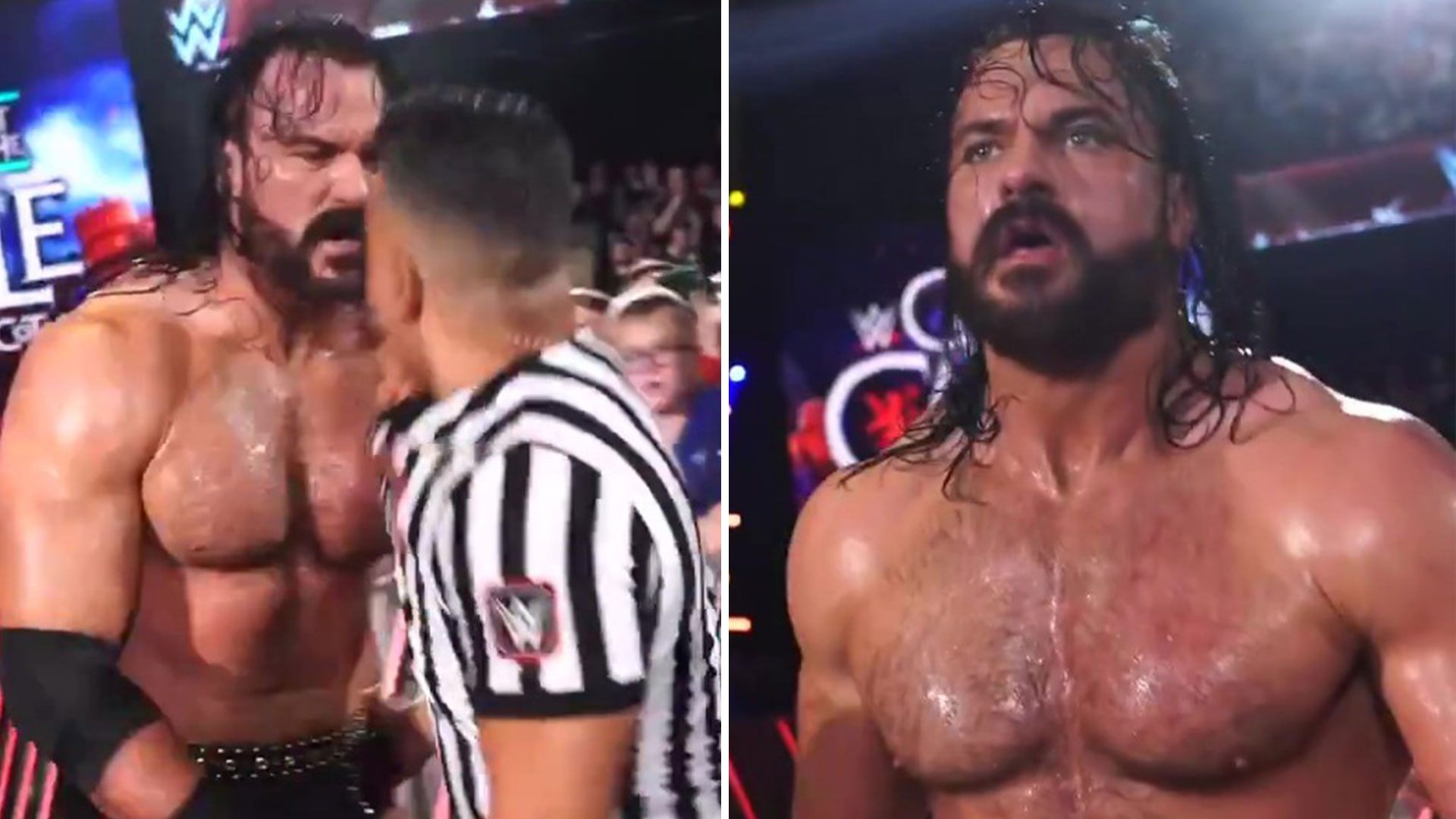 Watch Drew McIntyre lose it in X-rated rant after CM Punk costs him title match as he lashes out at ref and commentators
