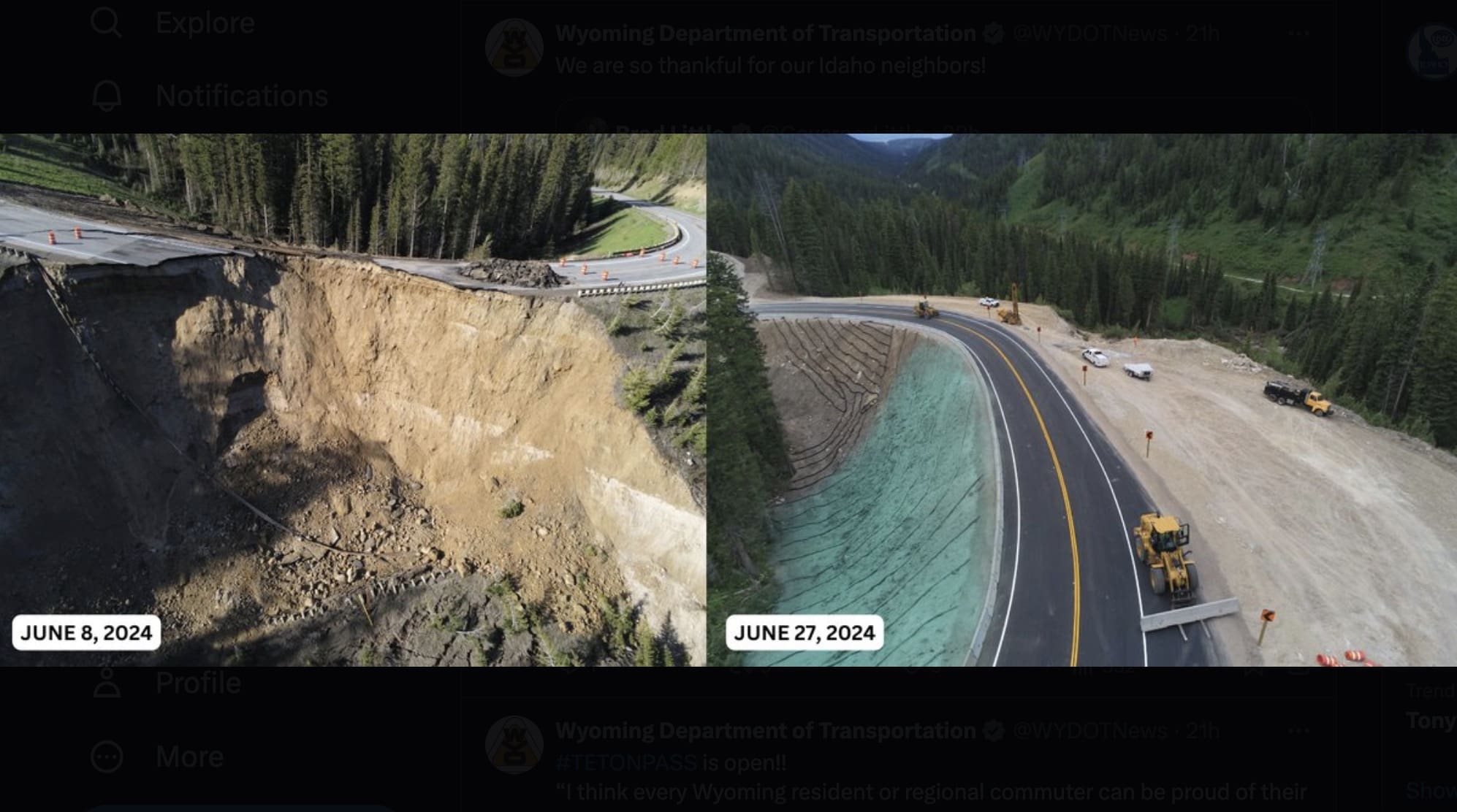 Teton Pass Reopens Just 3-Weeks After Catastrophic Collapse