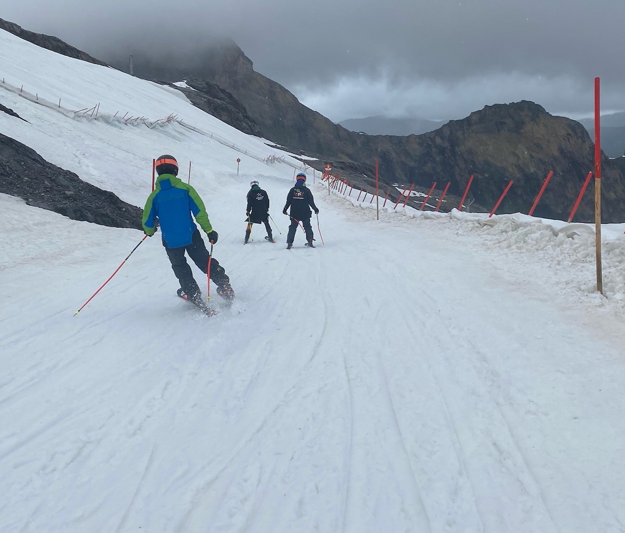 Skiing in July in the Alps