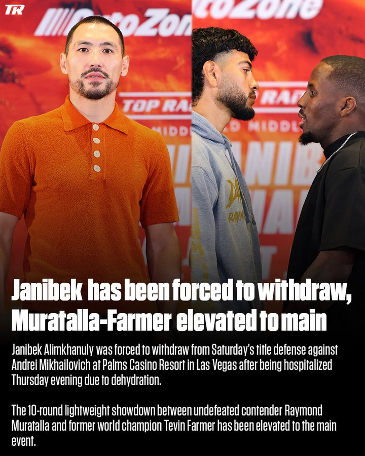 Zhanibek Alimkhanuly Hospitalized for dehydration, will no longer fight on saturday night Zhanibek Alimkhanuly Hospitalized for dehydration, will no longer fight on saturday night