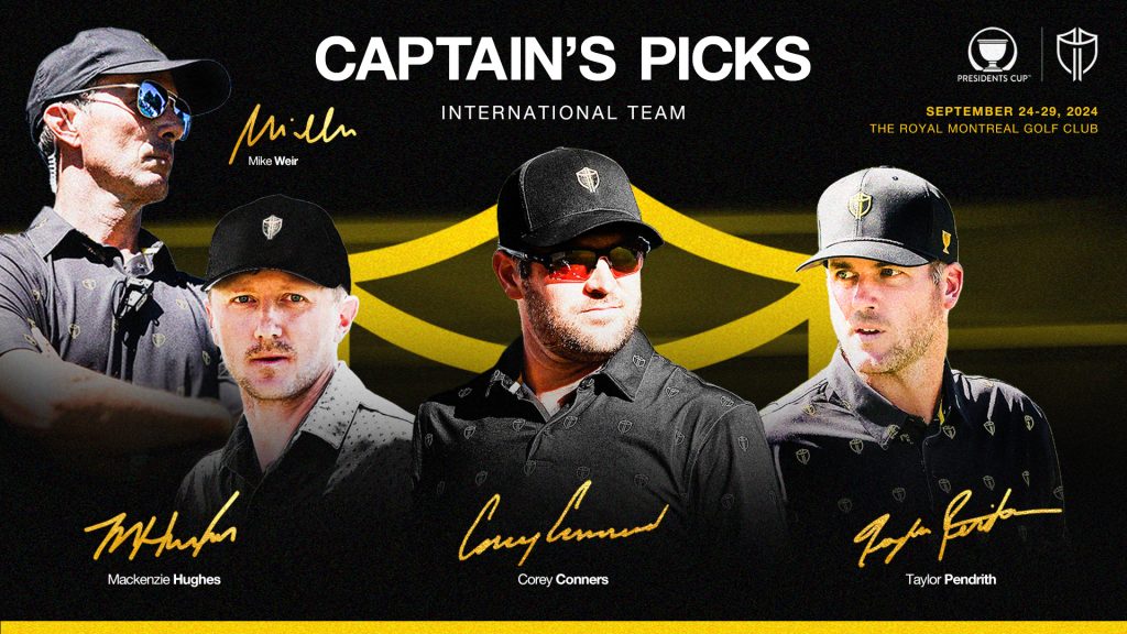 Pendrith, Conners, Hughes named to International Team for upcoming Presidents Cup Pendrith, Conners, Hughes named to International Team for upcoming Presidents Cup
