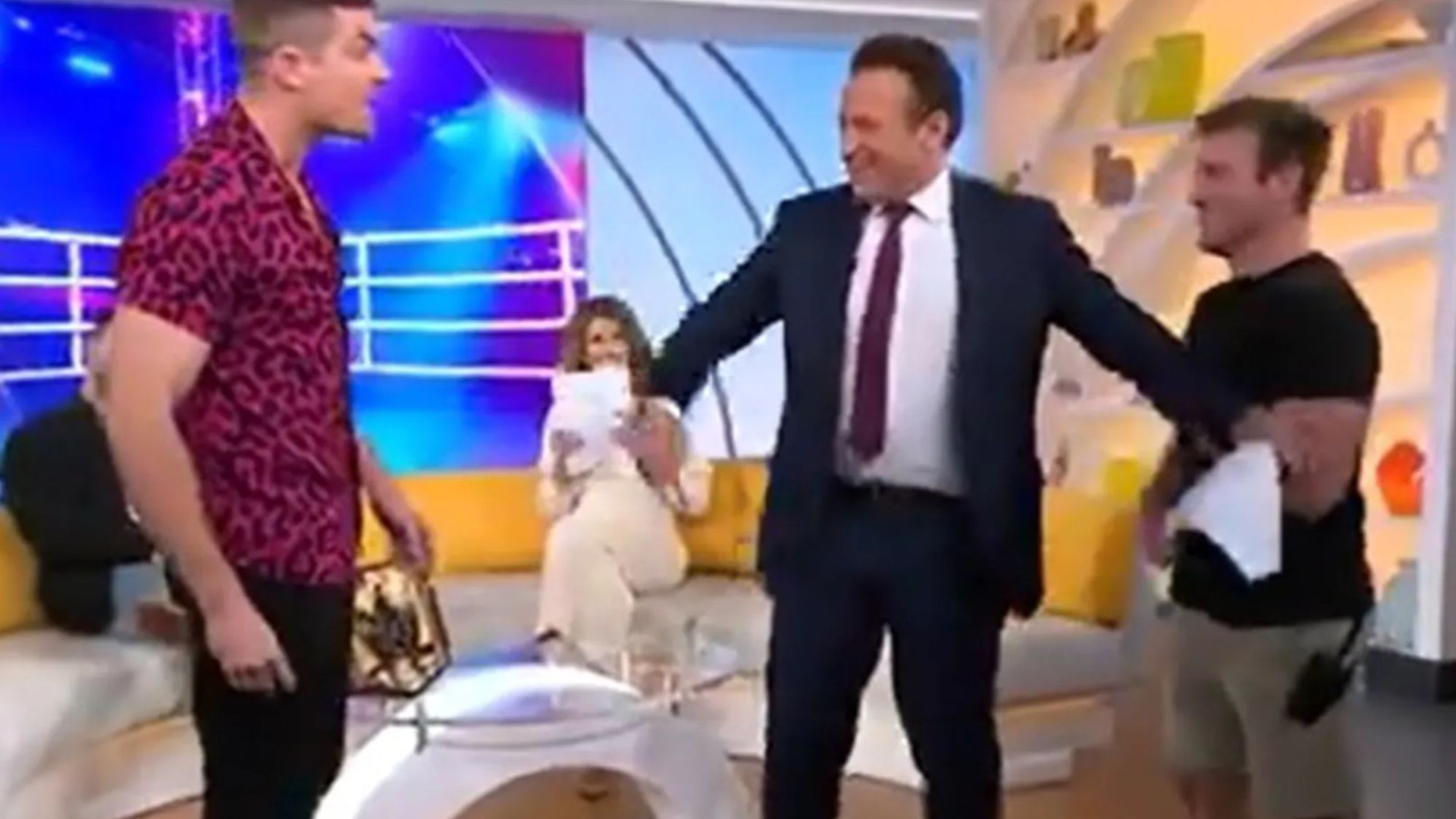 WWE star Grayson Waller threatens Sunrise host on live TV after he disrespects pro-wrestling as fans say ‘this is real’