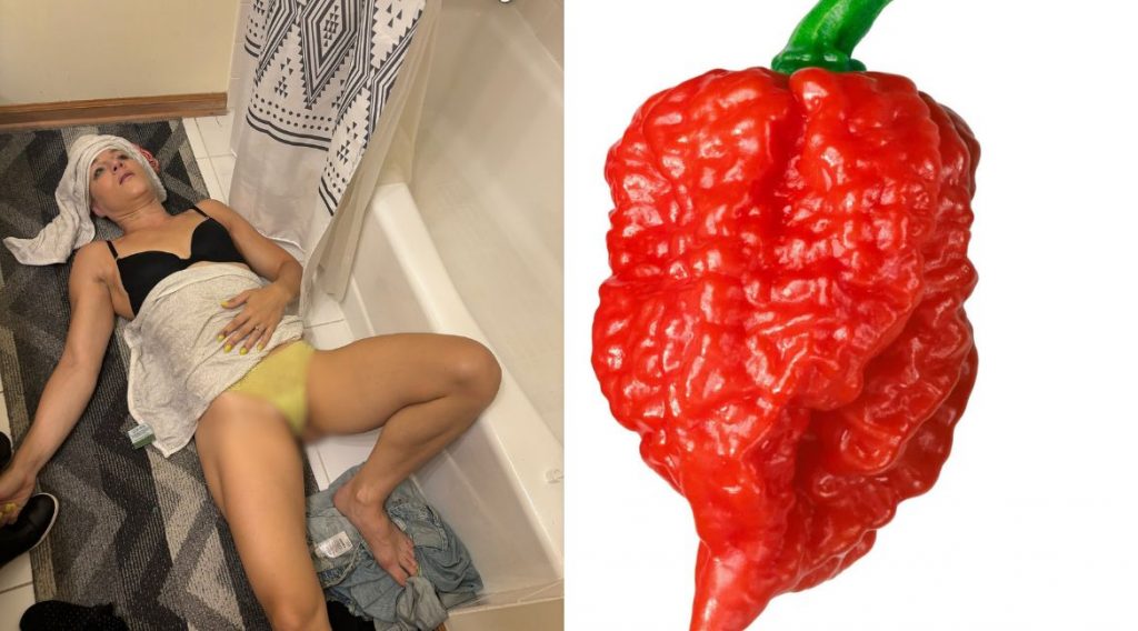 Felice Herrig eats Carolina Reaper pepper, immediately regrets
