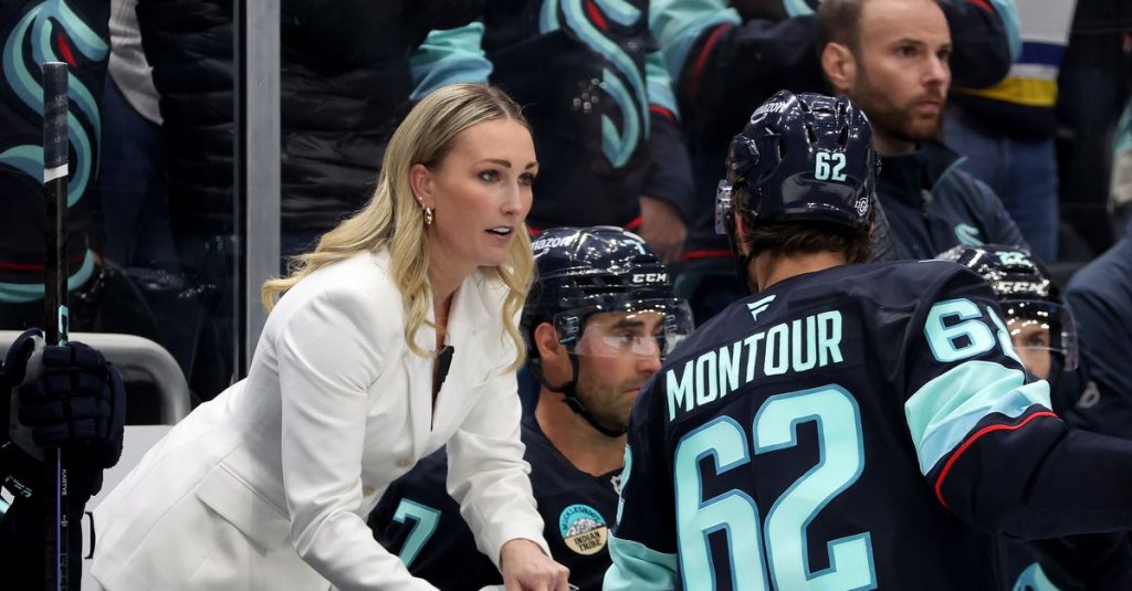 Seattle Kraken fans erupt as Jessica Campbell is introduced as first woman coach in the NHL