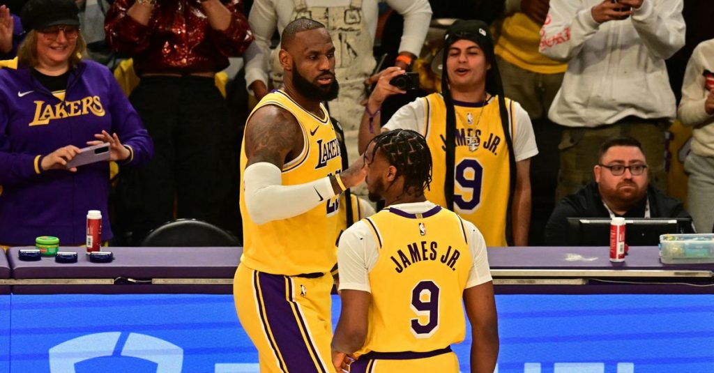 Bronny James makes history as first player to ever have a catch with their dad during an NBA game