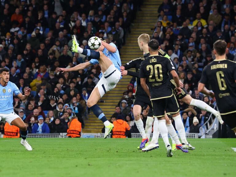 Watch: 'Freak' Haaland goes airborne for incredible flying backheel goal