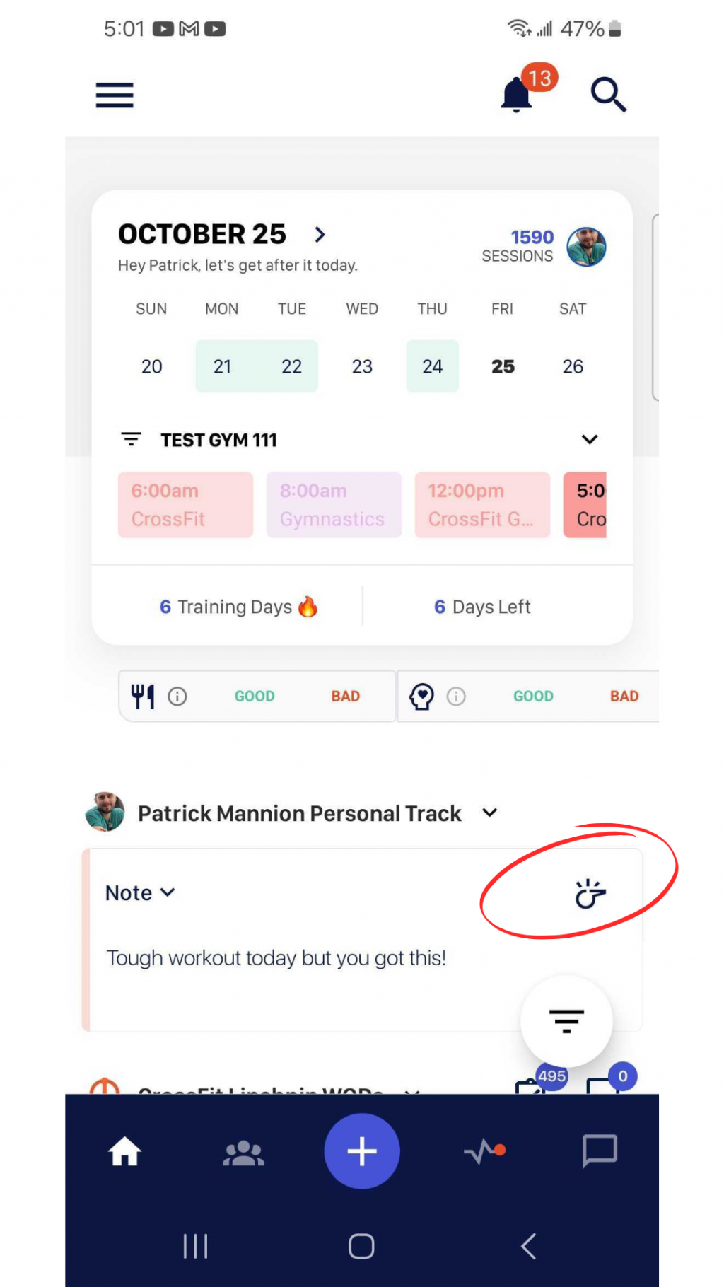 Notes / Weigh-ins / Rest Days (Coaches Notes)
