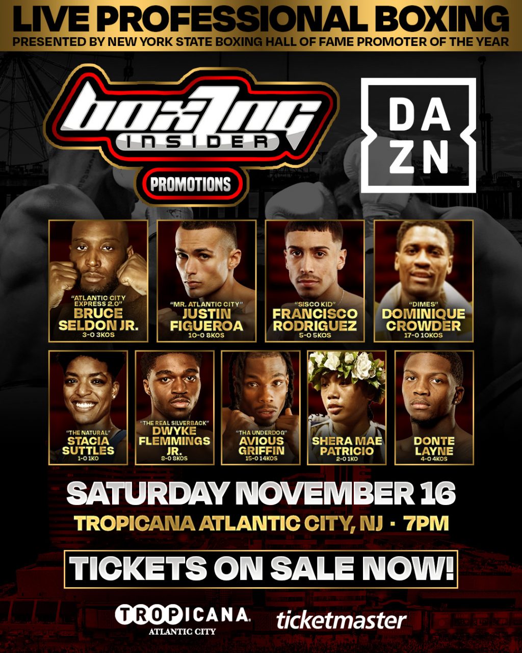 Updated Card For NOV 16 Boxing Insider Promotions at Tropicana Atlantic City