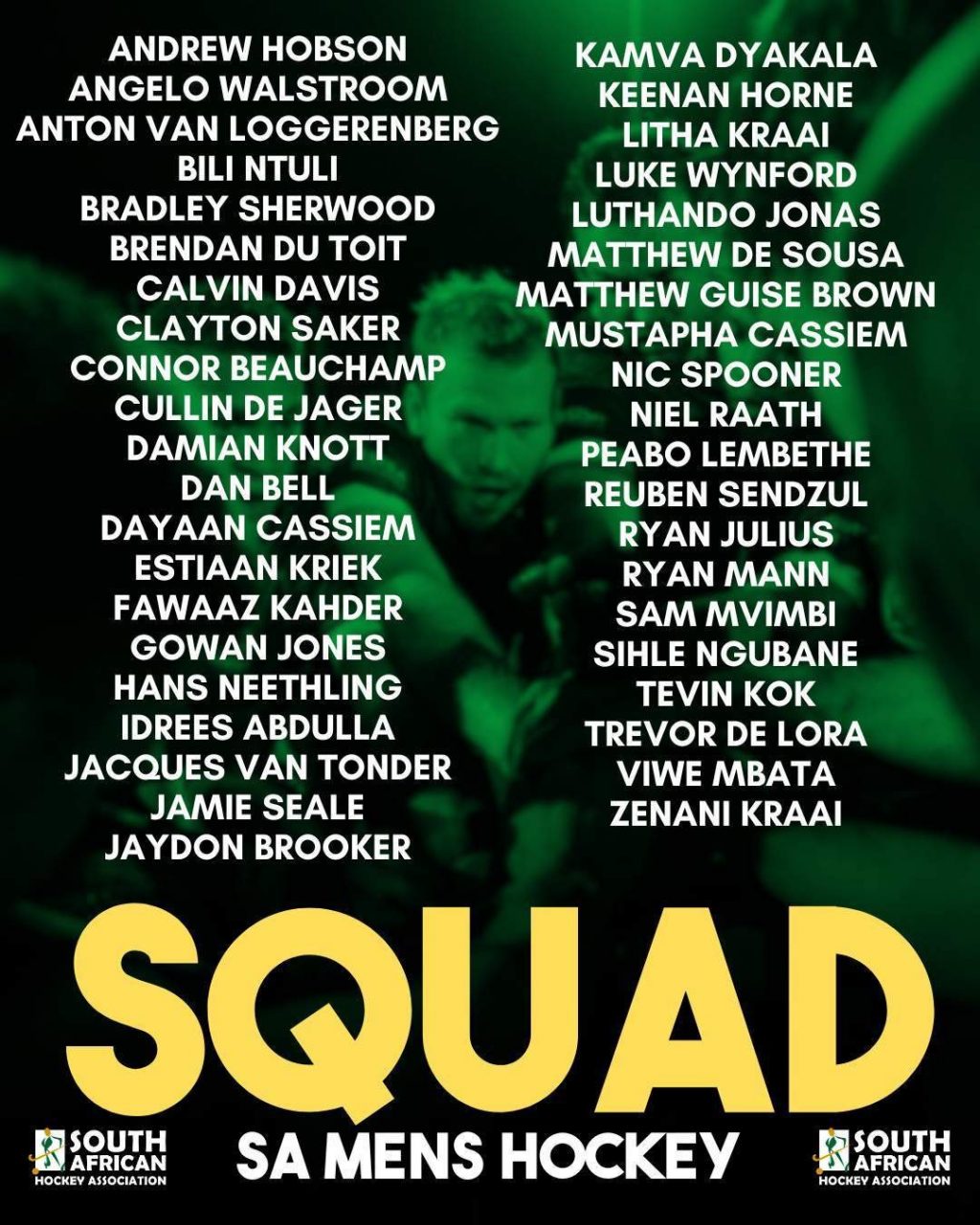 South Africa: SA Hockey Men High Performance Squad Announced