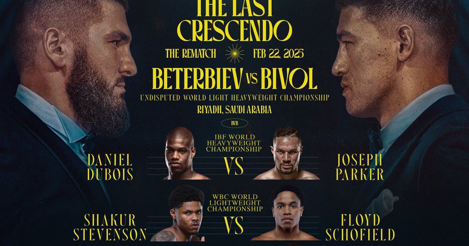 Beterbiev vs Bivol 2 officially leads Feb. 22 Riyadh Season