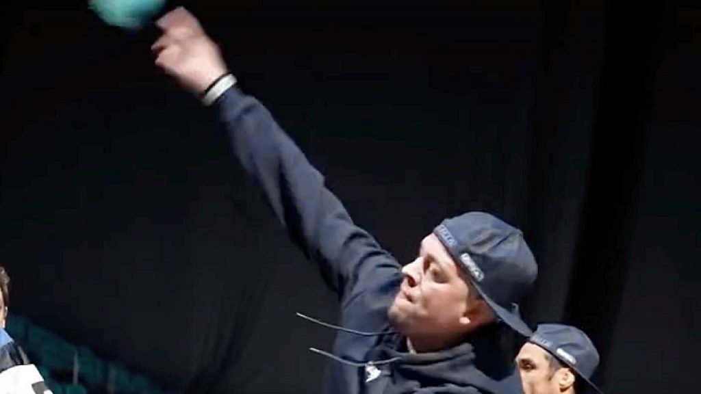 Team Islam Makhachev and Nate Diaz launch water bottles at each other | Video