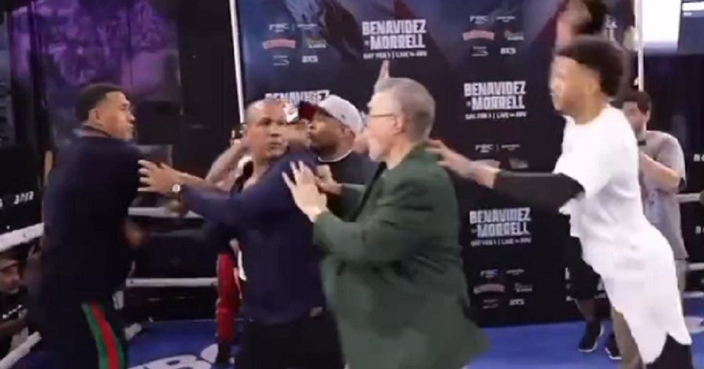 Video: David Benavidez and David Morrell scuffle at press event Video: David Benavidez and David Morrell scuffle at press event