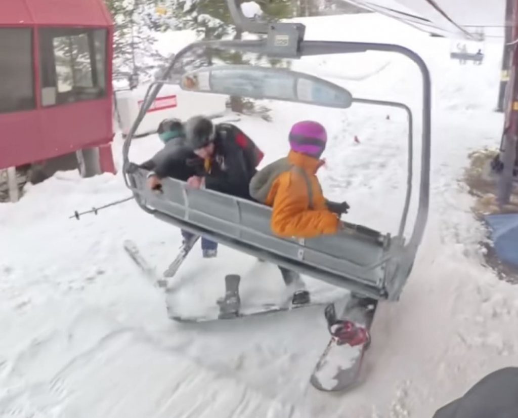 Trying To Load A Chairlift At The Last Second Is A Bad Move