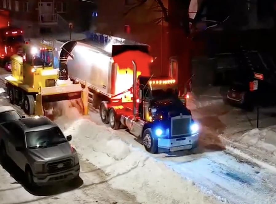 Montreal Municipal Snow Removal Service Makes Quick Work of Snowy Street