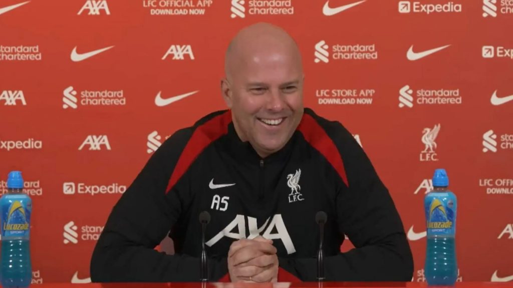 Arne Slot makes immediate three-word Everton new stadium quip before press conference Arne Slot makes immediate three-word Everton new stadium quip before press conference