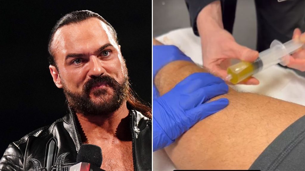 WWE star Drew McIntyre shares gruesome footage of fluid being drained from his knee just MINUTES before match WWE star Drew McIntyre shares gruesome footage of fluid being drained from his knee just MINUTES before match
