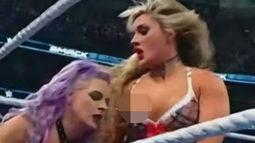 Tiffany Stratton suffers awkward wardrobe malfunction as WWE forced to CUT live TV broadcast to black screen